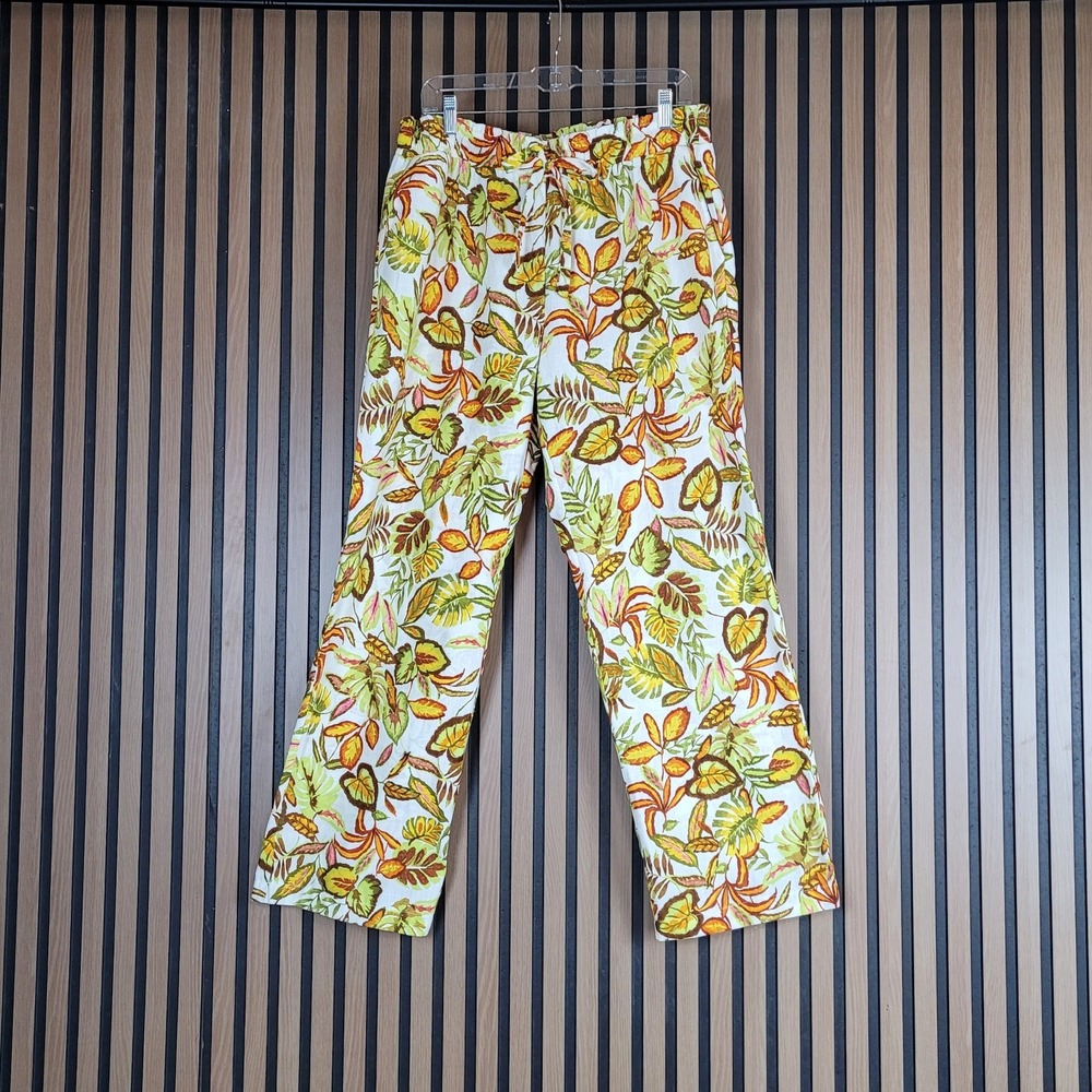 SOHO Apparel Ltd Tropical Leaf Print Pants Women Large Multicolor  Boho - NWT